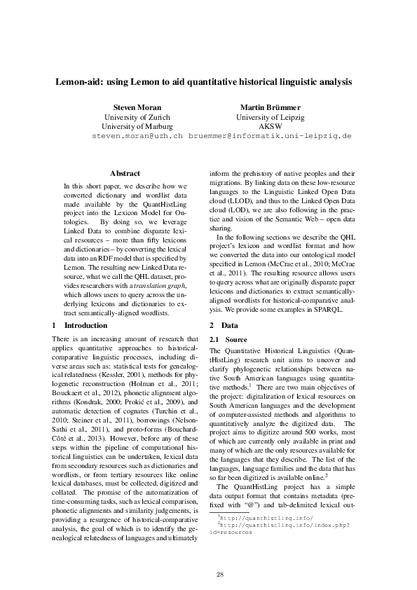 (PDF) Lemon-aid: using Lemon to aid quantitative historical linguistic ...