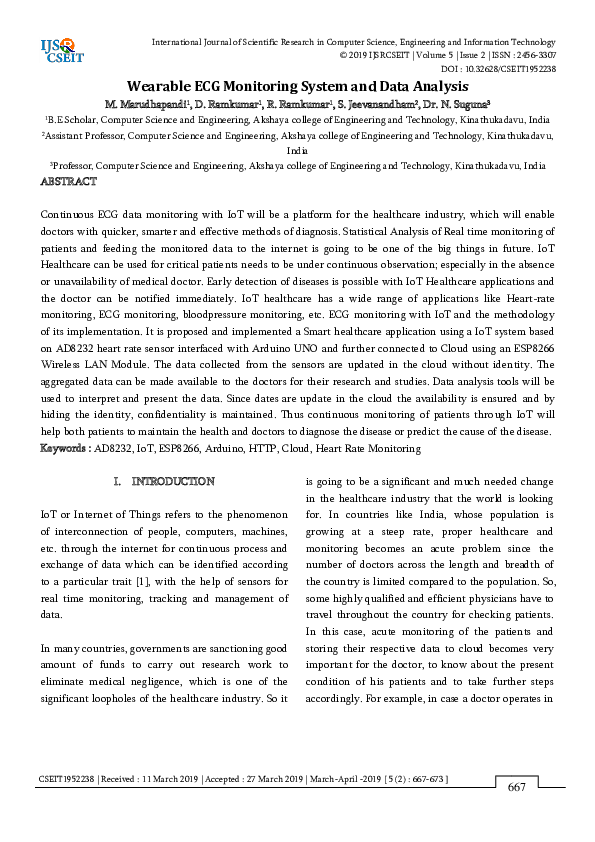 (PDF) Wearable ECG Monitoring System and Data Analysis