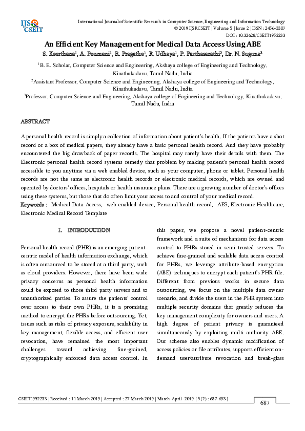 (PDF) An Efficient Key Management for Medical Data Access Using ABE