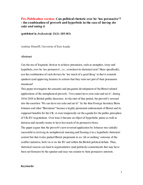 (PDF) Can political rhetoric ever be “too persuasive”? The combination ...