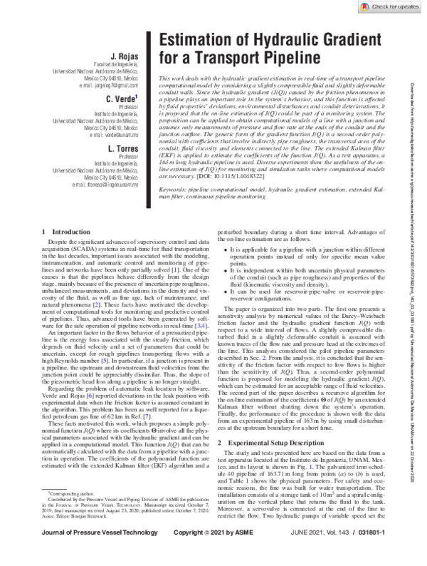 (PDF) Estimation of Hydraulic Gradient for a Transport Pipeline