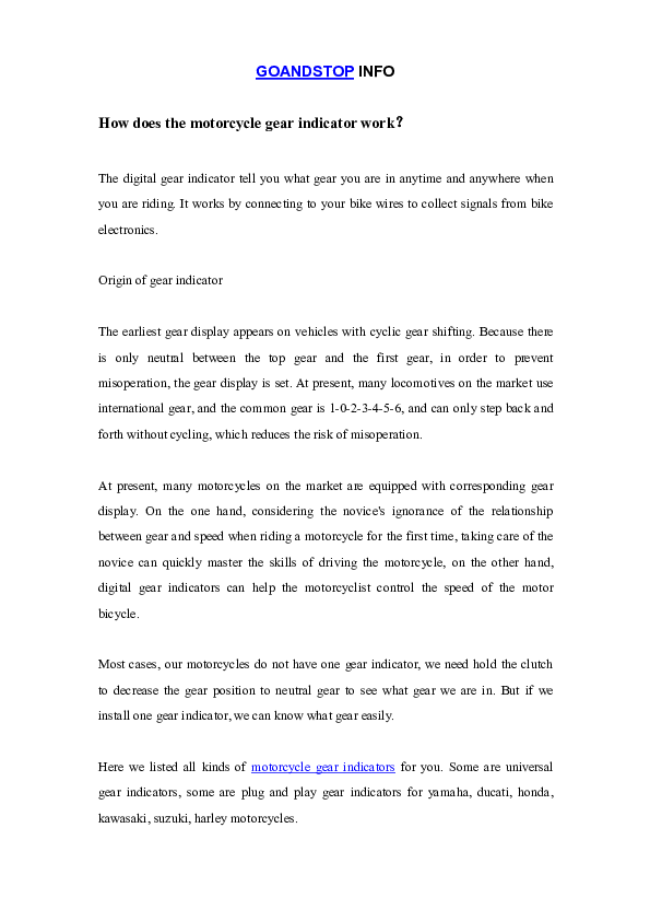 (PDF) How does the motorcycle gear indicator work? Go andstop Academia.edu