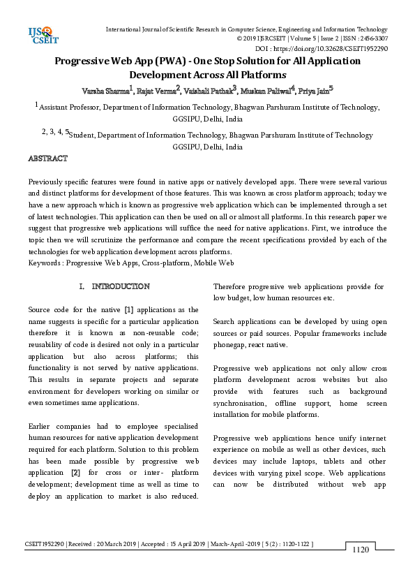 (PDF) Progressive Web App (PWA) - One Stop Solution for All Application ...