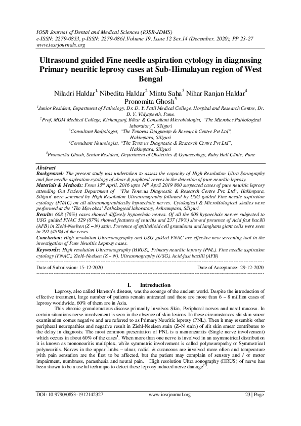 (PDF) Ultrasound guided Fine needle aspiration cytology in diagnosing ...