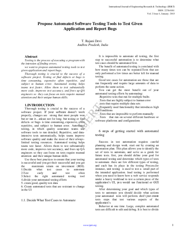 (PDF) IJERT-Propose Automated Software Testing Tools to Test Given ...