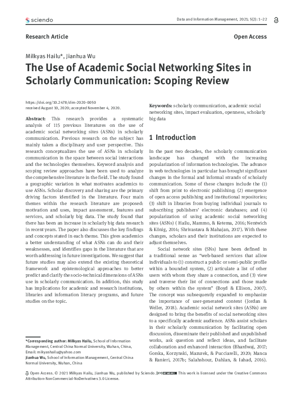(PDF) The Use of Academic Social Networking Sites in Scholarly