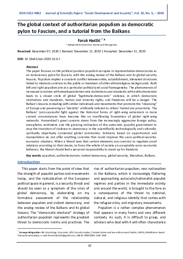 (PDF) The Global Context of Authoritarian Populism as Democratic Pylon ...