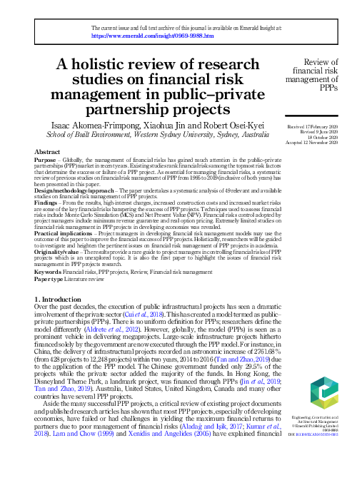 (PDF) A holistic review of research studies on financial risk ...