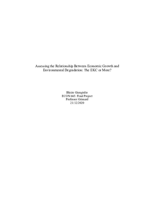 (PDF) Assessing the Relationship Between Economic Growth and ...