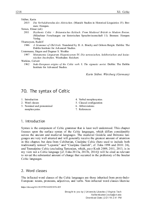 (PDF) The syntax of Celtic