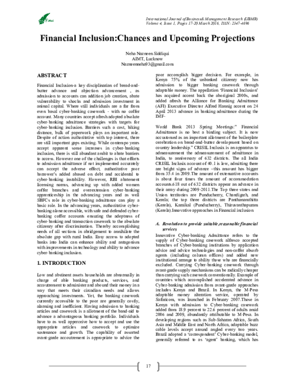 (PDF) Financial Inclusion:Chances and Upcoming Projections