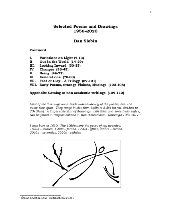 (PDF) Selected Poems and Drawings 1956-2020 Dan Slobin