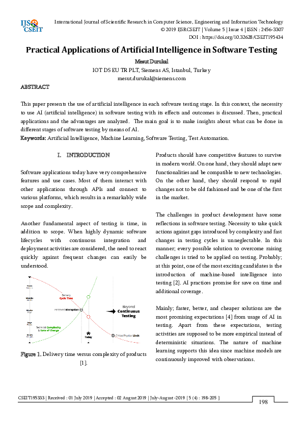 (PDF) Practical Applications of Artificial Intelligence in Software Testing
