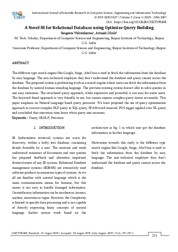 (PDF) A Novel IR for Relational Database using Optimize Query Building