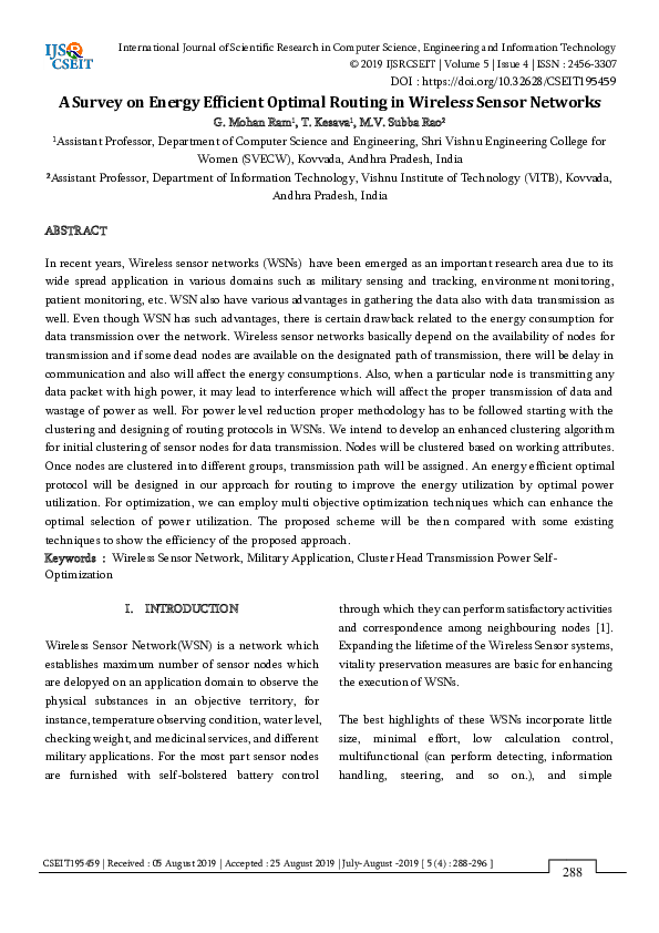 (PDF) A Survey on Energy Efficient Optimal Routing in Wireless Sensor ...