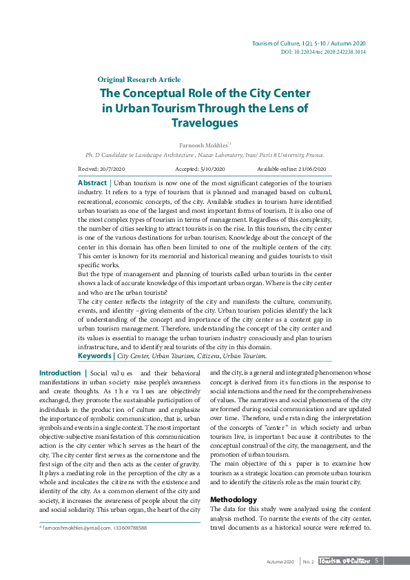 (PDF) The Conceptual Role of the City Center in Urban Tourism Through ...