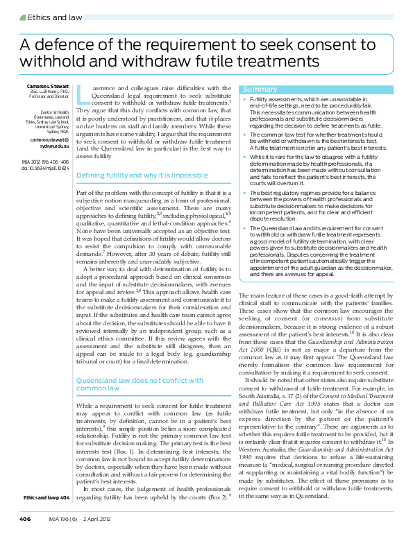 (PDF) A defence of the requirement to seek consent to withhold and ...