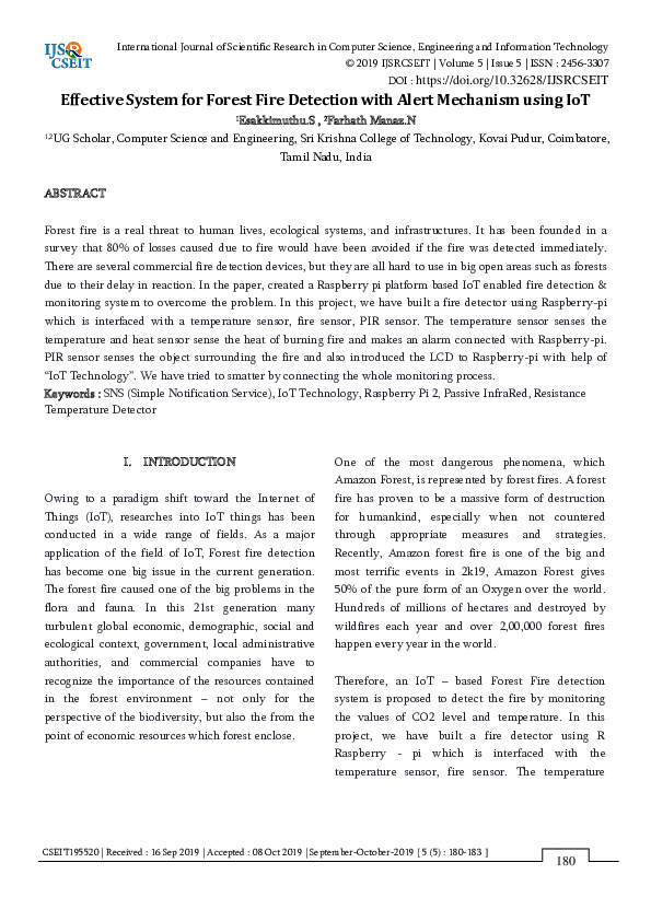 (PDF) Effective System for Forest Fire Detection with Alert Mechanism ...