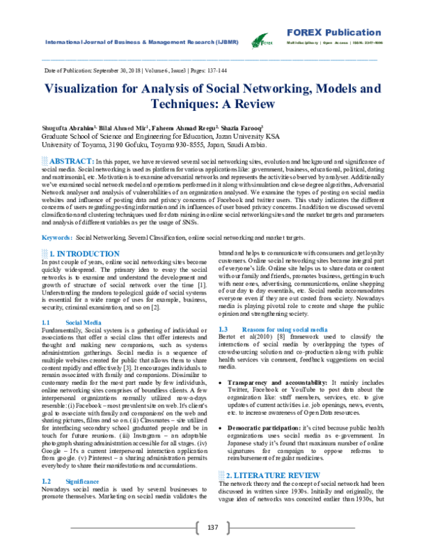 (PDF) Visualization for Analysis of Social Networking, Models and ...