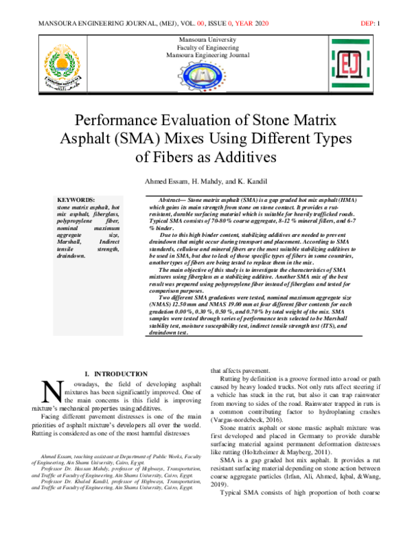 (PDF) Performance Evaluation of Stone Matrix Asphalt SMA Mixes Using ...