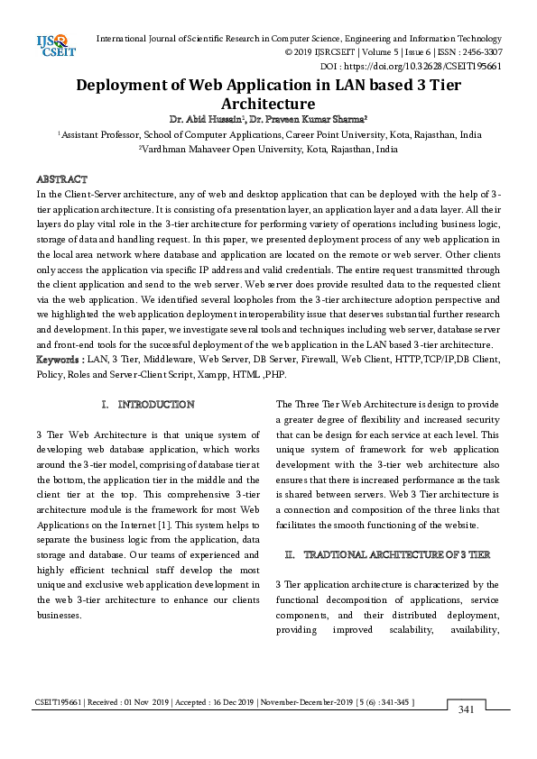 (PDF) Deployment of Web Application in LAN based 3 Tier Architecture