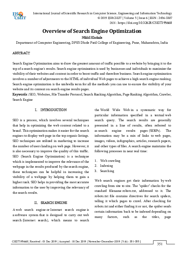 (PDF) Overview of Search Engine Optimization