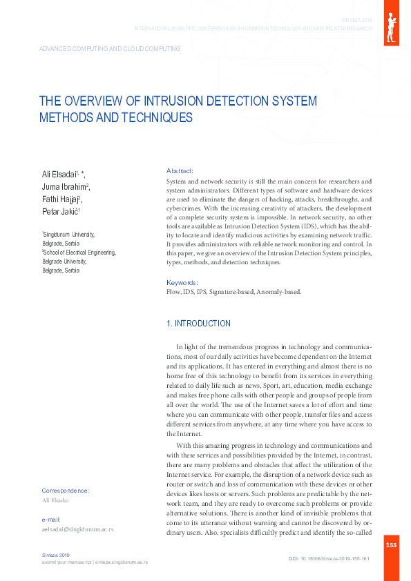 (PDF) THE OVERVIEW OF INTRUSION DETECTION SYSTEM METHODS AND TECHNIQUES ...