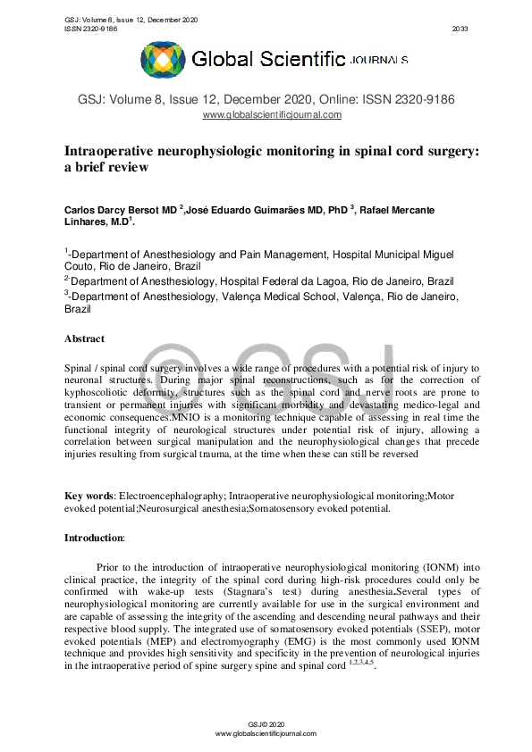(PDF) Intraoperative neurophysiologic monitoring in spinal cord surgery ...