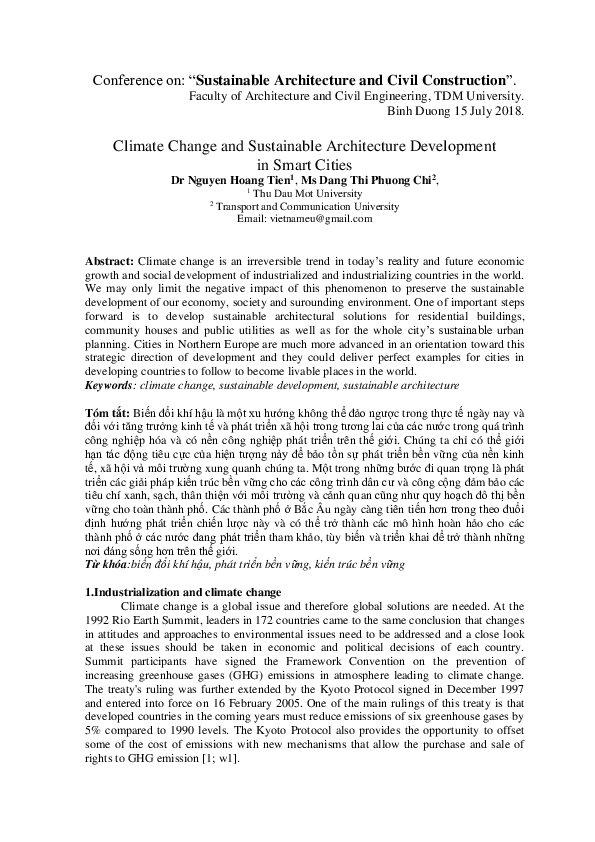 (PDF) Climate Change and Sustainable Architecture in Smart Cities