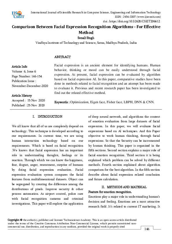 (PDF) Comparison Between Facial Expression Recognition Algorithms - For ...
