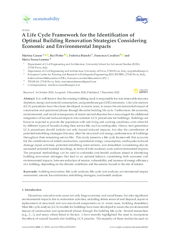 (PDF) A Life Cycle Framework for the Identification of Optimal Building ...