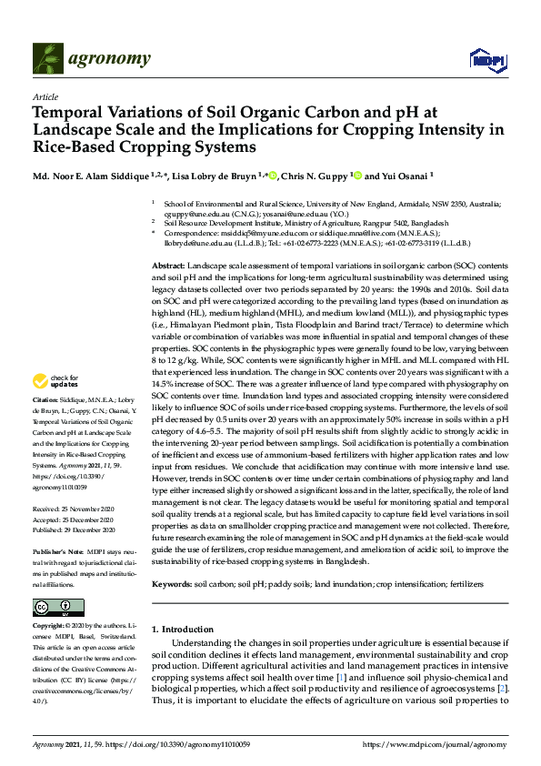 (PDF) Temporal Variations of Soil Organic Carbon and pH at Landscape ...