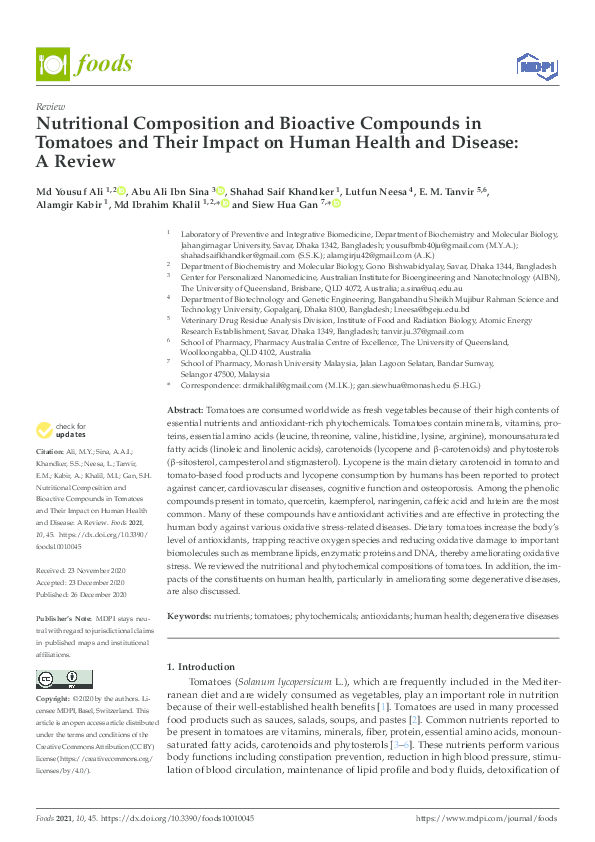 (PDF) Nutritional Composition and Bioactive Compounds in Tomatoes and ...