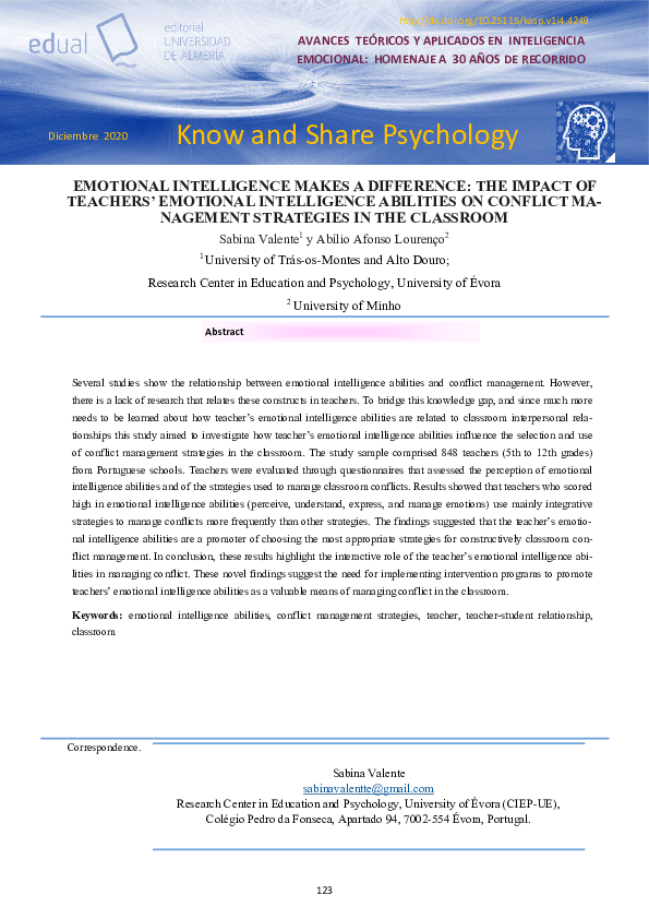 (PDF) Emotional intelligence makes a difference: The impact of teachers ...