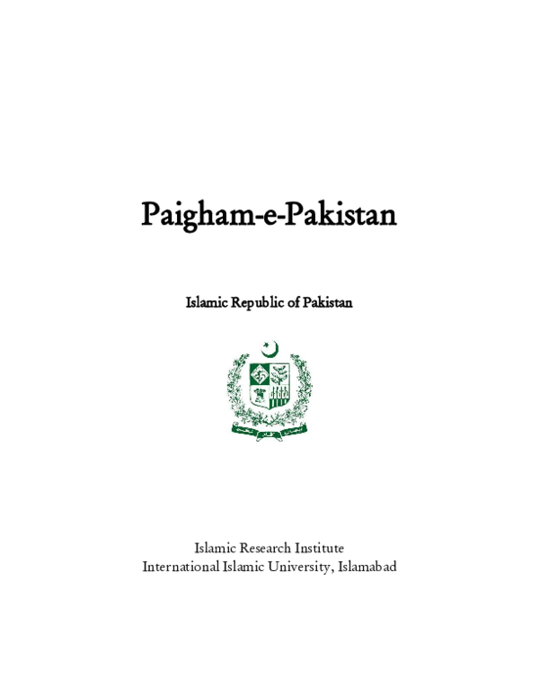  PDF Paigham e Pakistan Paigham e Pakistan Islamic Republic Of Pakistan Mahaz Sadiq 
