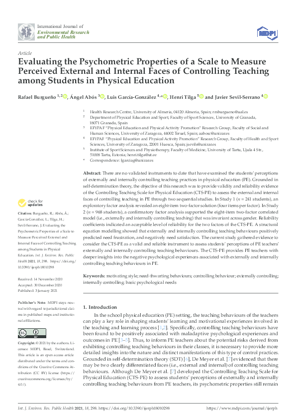 (PDF) Evaluating the Psychometric Properties of a Scale to Measure ...