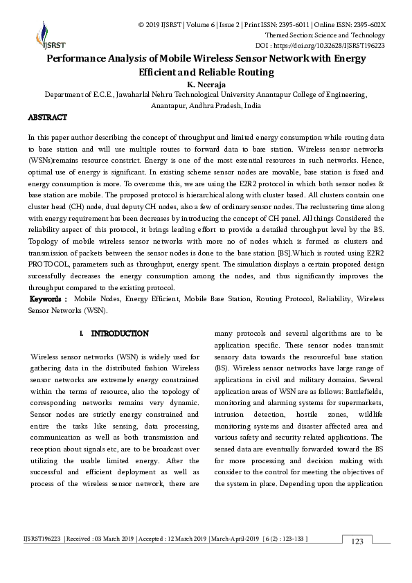 (PDF) Performance Analysis of Mobile Wireless Sensor Network with ...