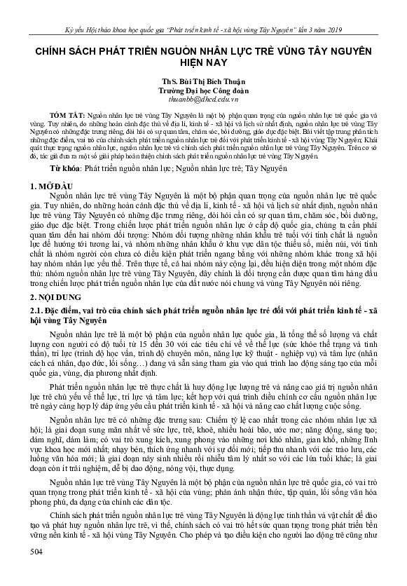 First page of “Developing High Quality Human Resources to Take Opportunities from CPTPP. Approach of Vietnamese Enterprises.”