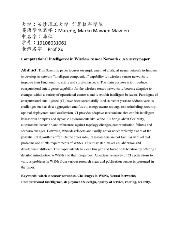 (DOC) Computational Intelligence in Wireless Sensor Networks