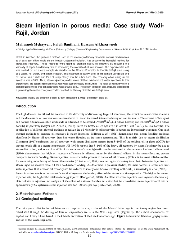 (PDF) Steam injection in porous media Case study Wadi Rajil, Jordan