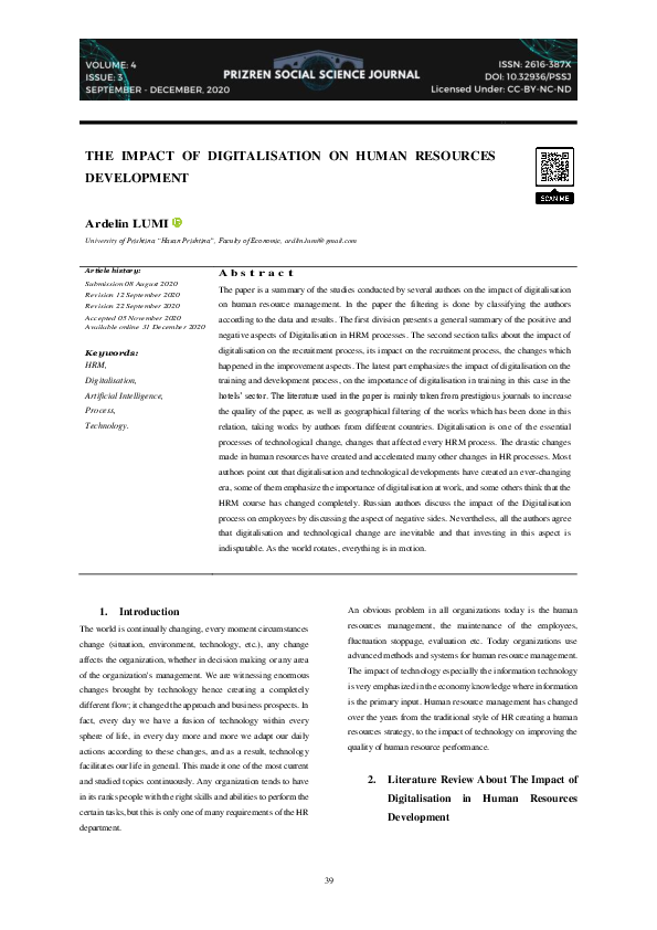 (PDF) THE IMPACT OF DIGITALISATION ON HUMAN RESOURCES DEVELOPMENT