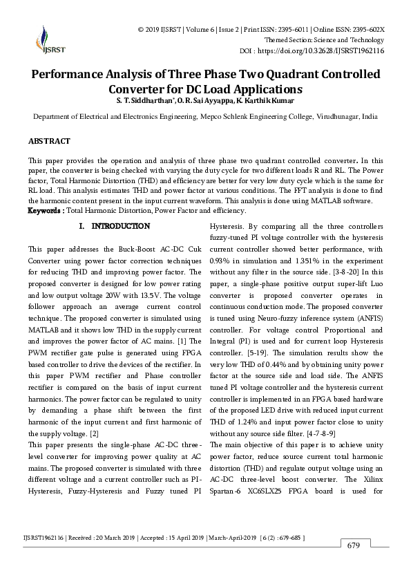 (PDF) Performance Analysis of Three Phase Two Quadrant Controlled ...