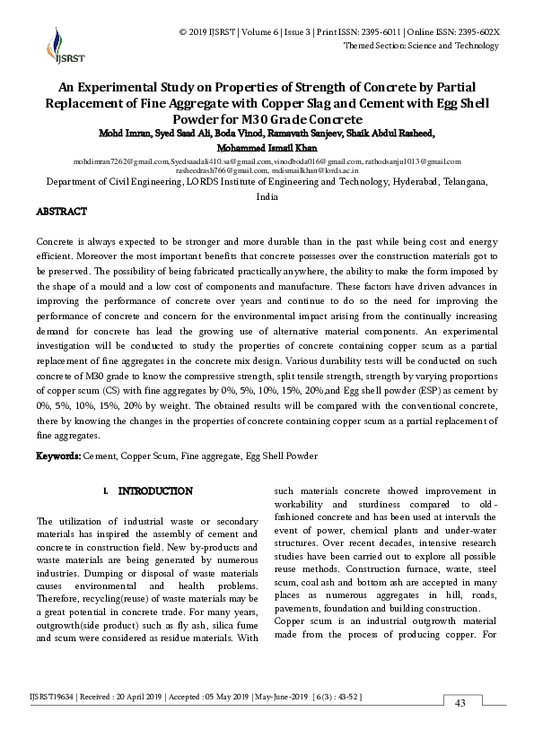 (PDF) An Experimental Study on Properties of Strength of Concrete by ...