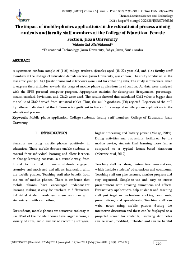 (PDF) The impact of mobile phones applications in the educational ...