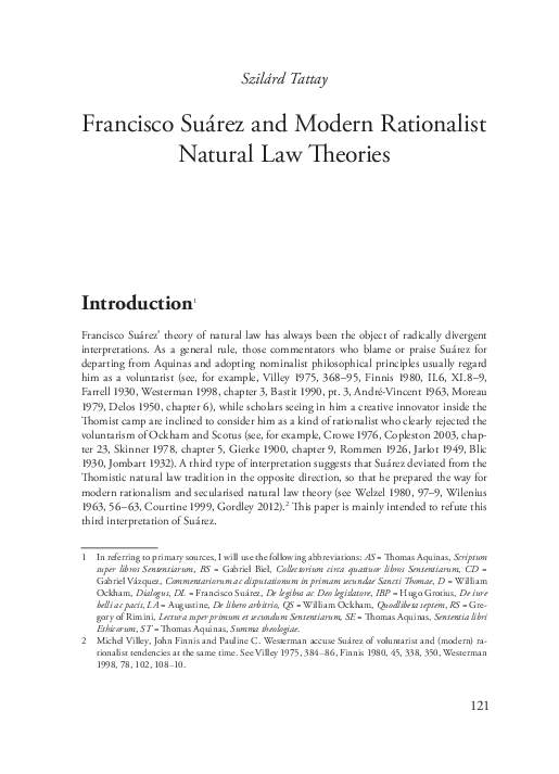 (PDF) Francisco Suarez and Modern Rationalist Natural Law Theories