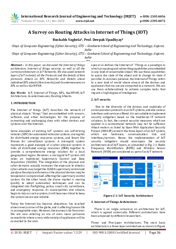 (PDF) IRJET- A Survey on Routing Attacks in Internet of Things (IOT