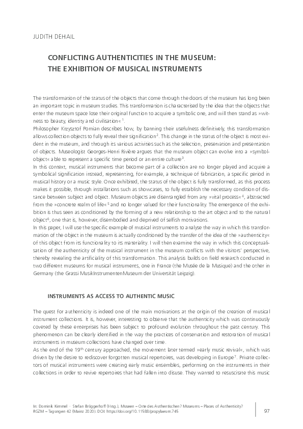 (PDF) CONFLICTING AUTHENTICITIES IN THE MUSEUM: THE EXHIBITION OF ...