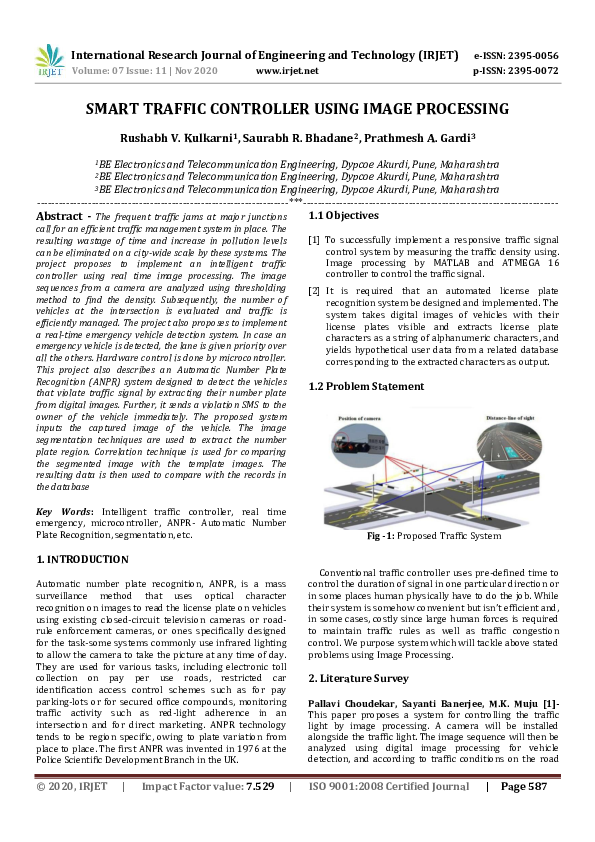 (PDF) IRJET- SMART TRAFFIC CONTROLLER USING IMAGE PROCESSING