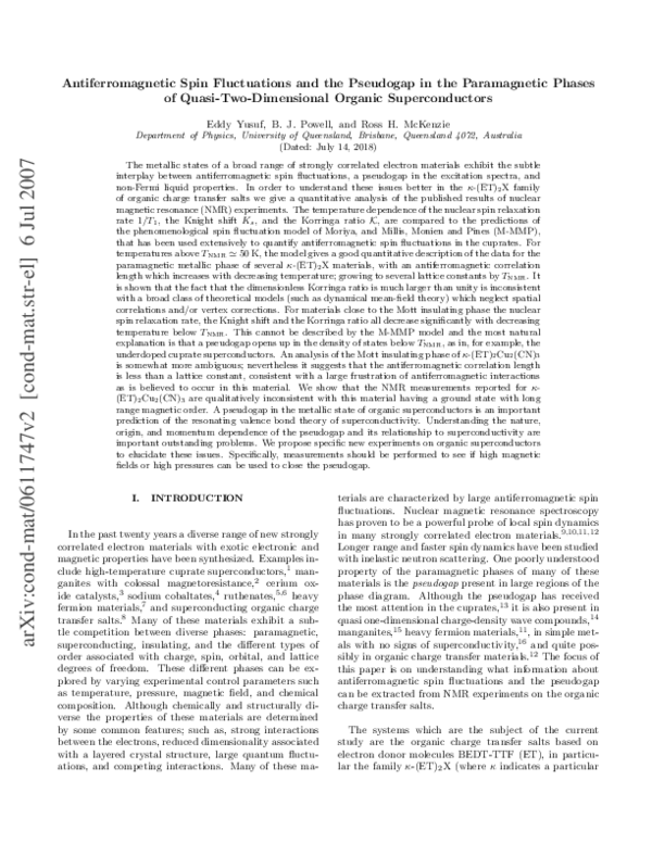 (PDF) Antiferromagnetic Spin Fluctuations and the Pseudogap in the ...