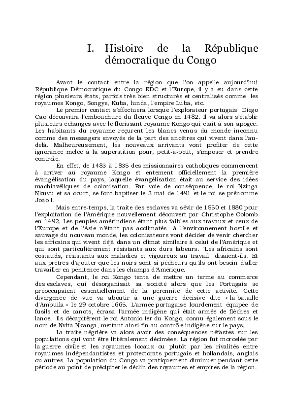 (DOC) Histoire de la République démocratique du Congo